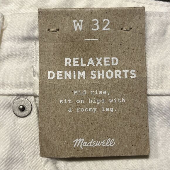 Madewell Shorts Womens Size 32 W Relaxed Denim White Cut Off NWT MSRP $78 - Picture 3 of 14